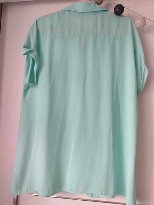 Miętowa Bluzka koszula mgiełka plus size 48