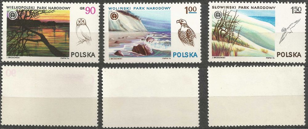 Znaczki seria z błędem B3 Parki Narodowe FI 2298 – 2303 stan**1976