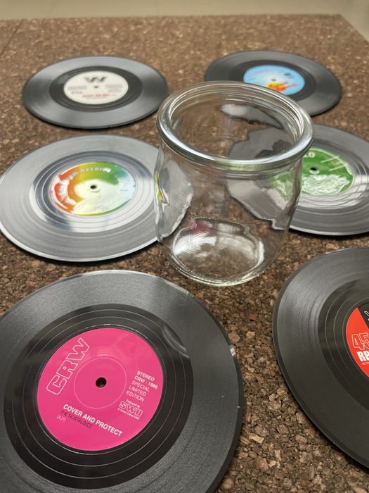 6 bases de copo imitar disco vinil