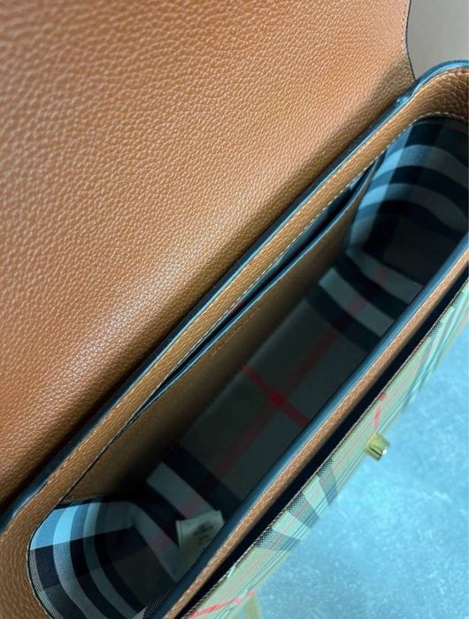 Burberry Leather Check Note сумка жіноча бежева женская шкіряна