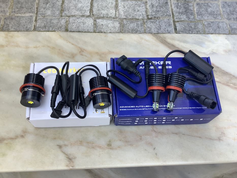 Bmw e90 e87 e60 led angel eyes brancos lux 160w farois bixenon novos