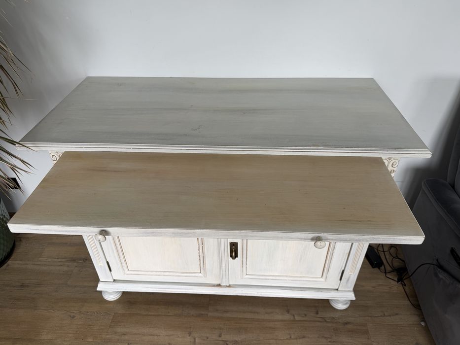 Stylowa komoda prowansalska 134 cm | Kredens shabby chic | Rozkładany blat