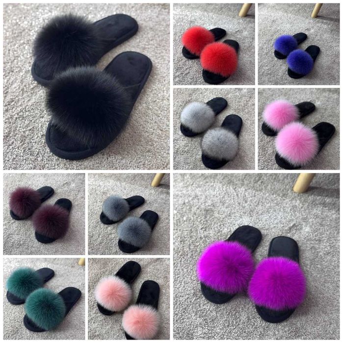 Тапки тапочки капці з хутром паркетні паркетки с пушком песцом с мехом