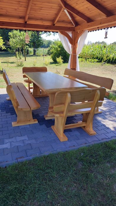 Meble ogrodowe stół ławki krzesła dla 10-12 osób altana parasol ogród