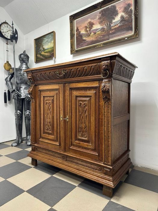 Різьблений високий комод шафа тумба дерево шкаф 4100