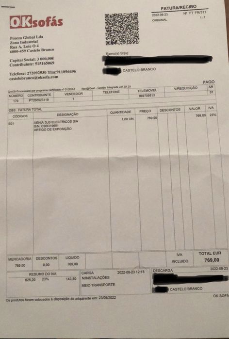 Sofá de três lugares como novo