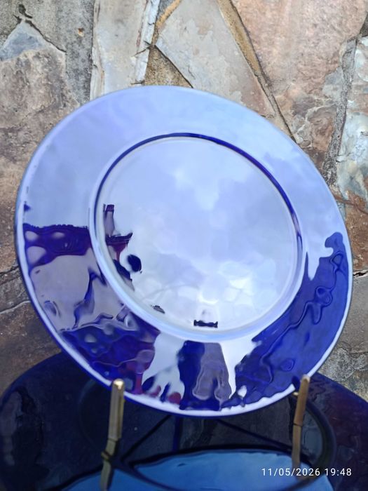Conjunto 2 pratos Marcadores vidro Murano Azul cobalto 30,7 cm