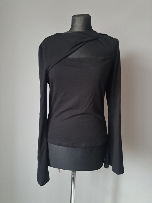 Nowa piękna czarna bluzka M/38 Na-kd rozszerzane rękawy