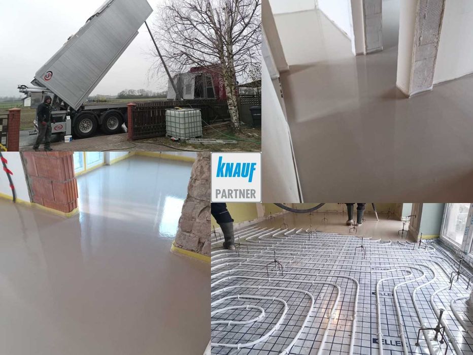 Wylewki, posadzki anhydrytowe na ogrzewanie podłogowe