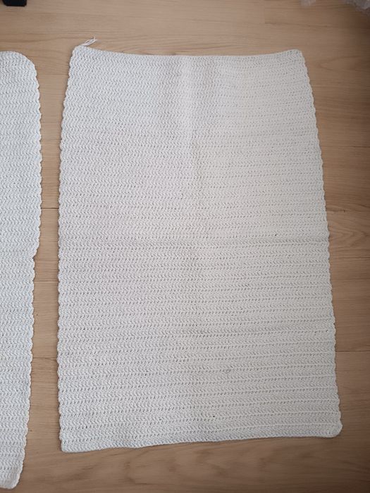 Conjunto 3 Tapetes de Crochê Artesanais - Branco/Bege