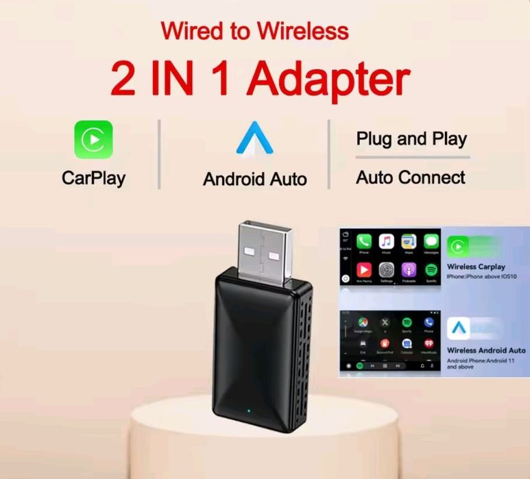 Adaptador sem fios CarPlay Android Auto