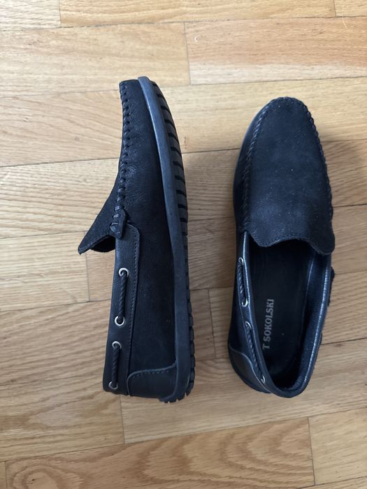 Skórzane (zamszowe) męskie mokasyny czarne r 41