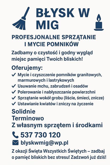 Usługa sprzątania BŁYSK W MIG