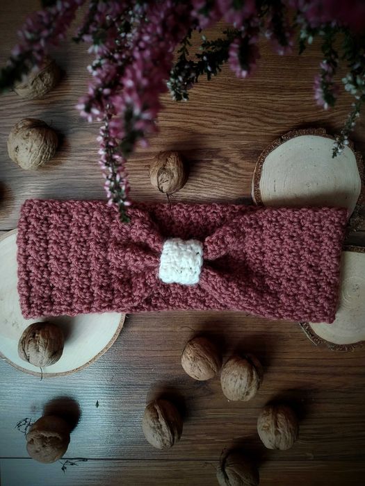 Zimowa opaska na głowę M 100% wełna różne kolory