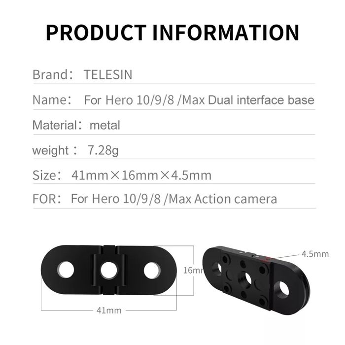 Telesin Base Adapter for GoPro 10 / 9 / 8 / Max64286112131586124