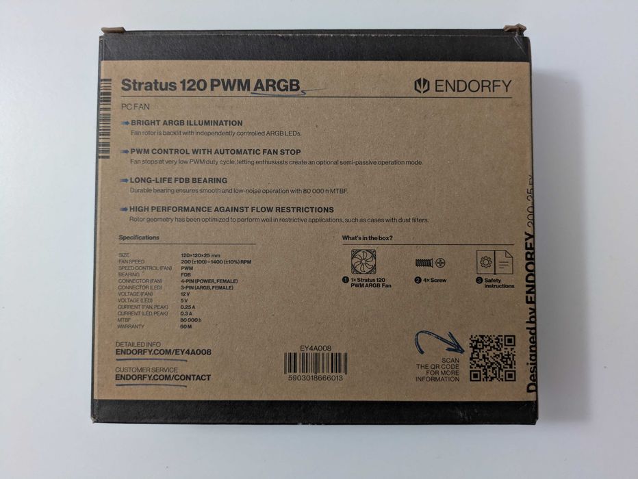 3 x Wentylator ARGB ENDORFY Stratus 120 PWM ARGB 120mm Nowe Gwarancja