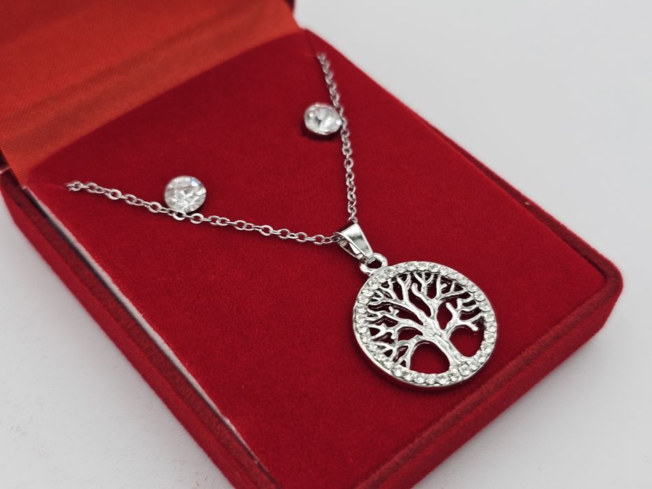 Colar prateado árvore da vida novo