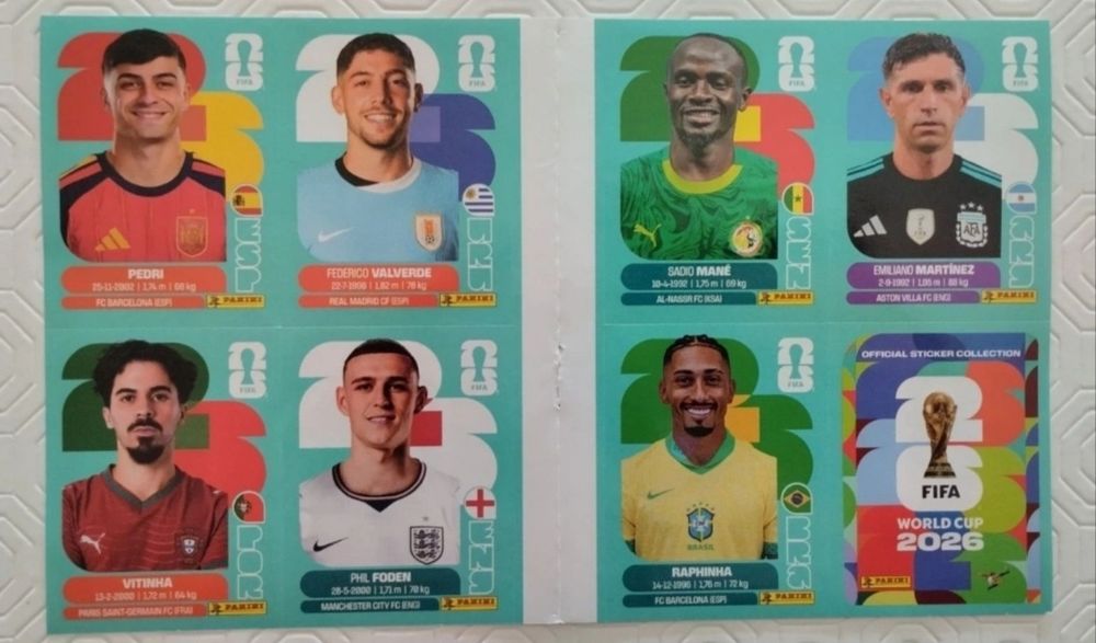 Lote de 8 cromos Mundial 2026
(World Cup 2026)