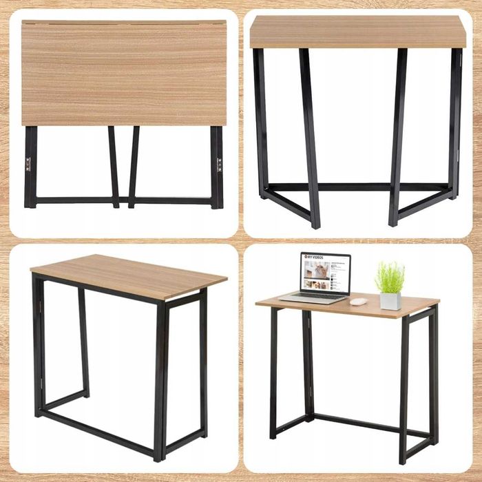 biurko do pokoju składane brązowe nowoczesne komputerowe uniwersalne