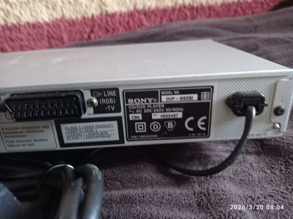 Odtwarzacz DVD CD Sony pilot kabel