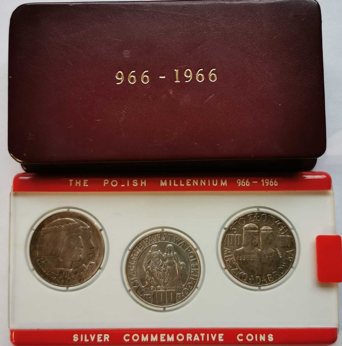 Monety - PRL - Zestaw Mieszko I Dąbrówka 1966r. - 2 Typy Etui