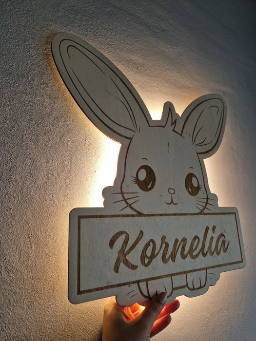 Lampka drewniana króliczek dla dziecka