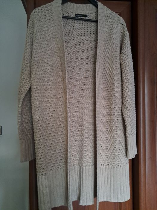 Ciepły i gruby kardigan beżowy House gruby splot