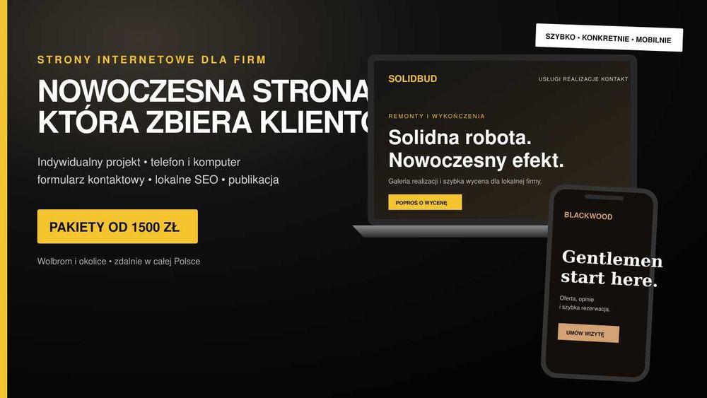 Nowoczesne strony internetowe dla firm — Wolbrom i okolice
