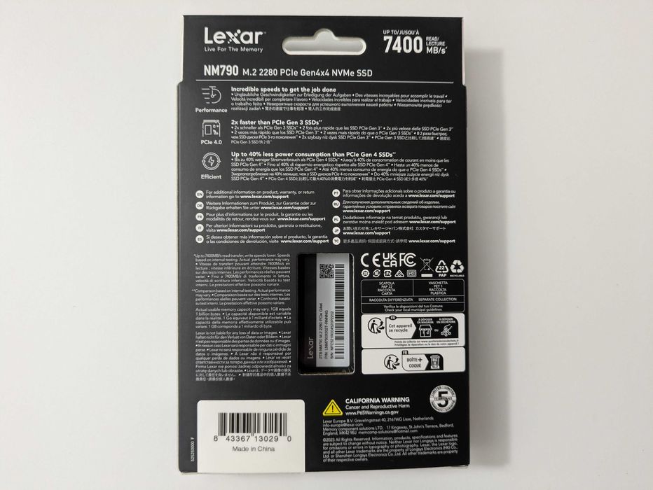 Gamingowy Dysk SSD 2TB 7400 MB/s Lexar M.2 PCIe Gen4 NVMe NM790 Gwarancja 2 Lata