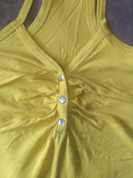 Майка охра желтая натуральный материал маленький размер тянется