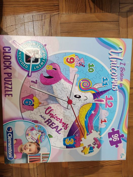 Puzzle relógio unicórnio como novo