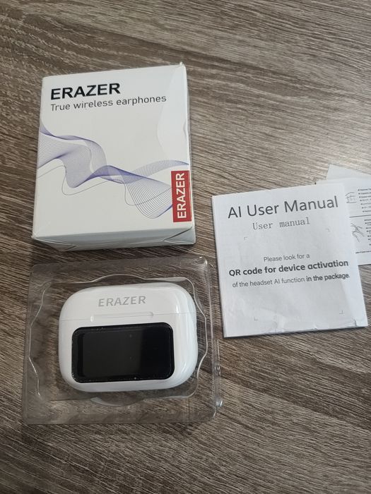 Бездротові навушники ERAZER A9 Pro2 з сенсорним екраном у зарядному кейсі білі