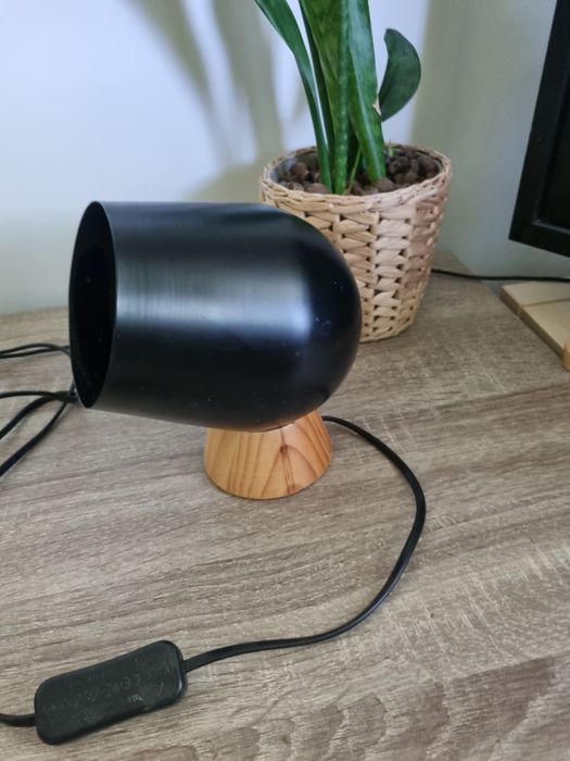 Lampa lampka czarna drewno loft nowoczesną