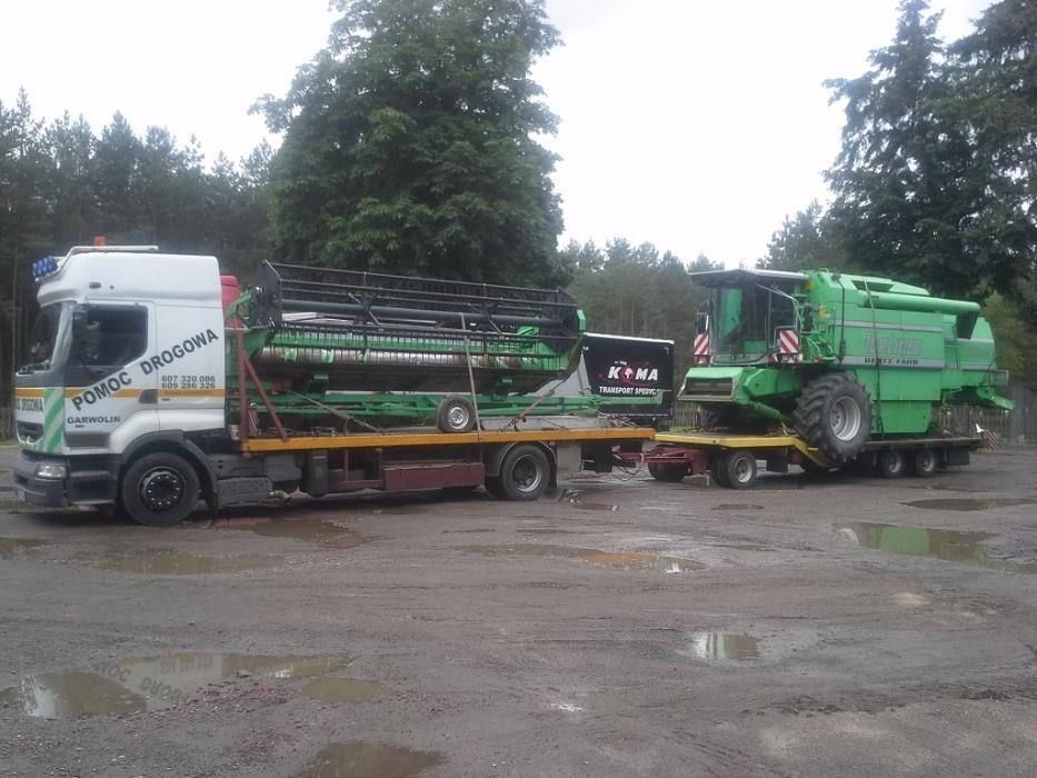 Pomoc drogowa transport kombajnów wózków maszyn laweta traktorów lkt