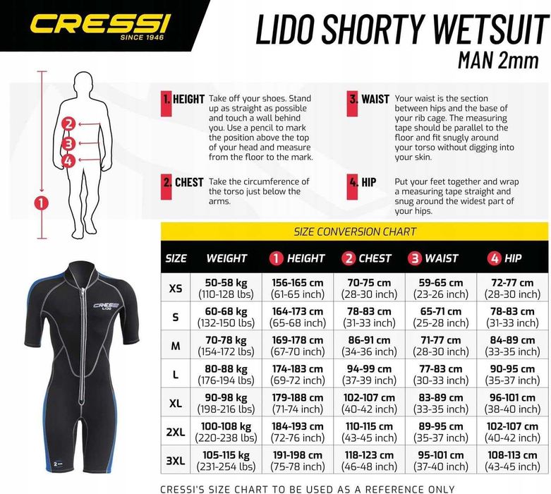 Pianka Cressi Lido Man 2mm czarna żółta M NOWY