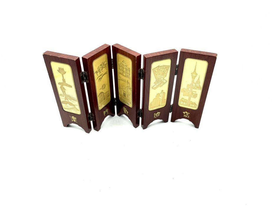 Pequeno biombo antigo chinês/Japonês oriental