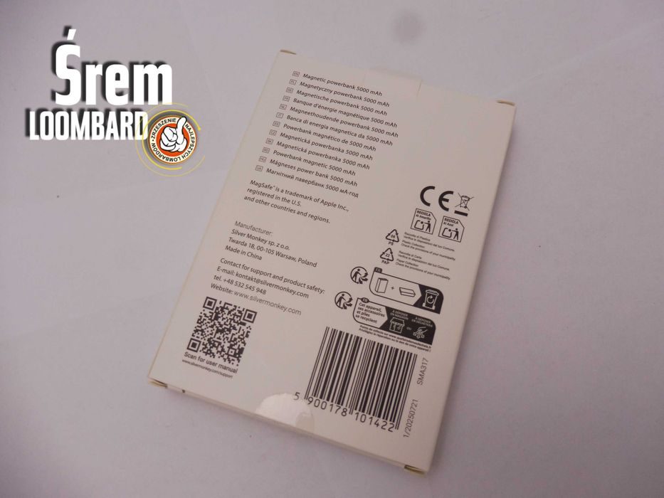PowerBank Silver Monkey Ultra SIim 5000Mah / Stan BDB!