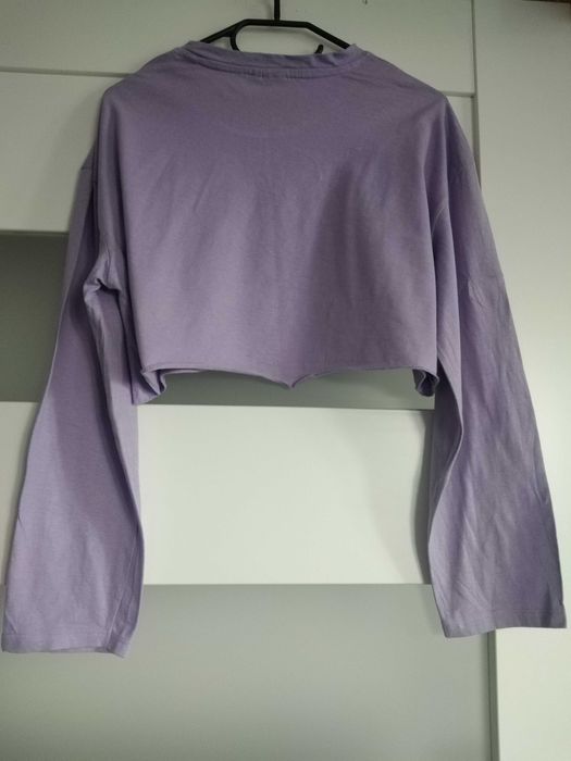 bluzka krótka z długim rękawem lawendowa