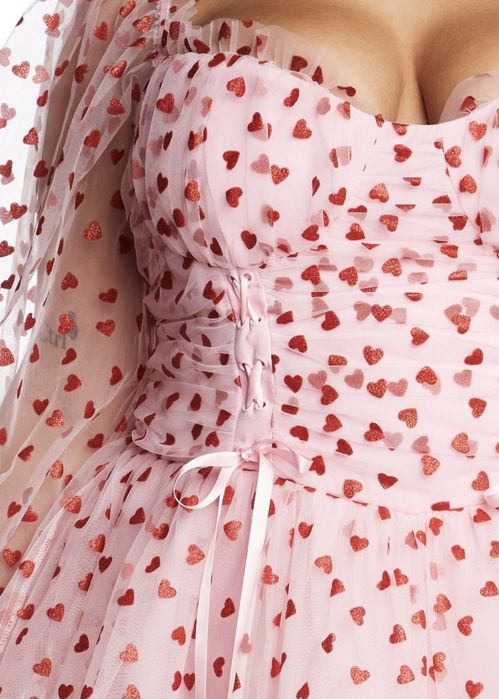 Рожева Нарядна корсетна сукня 1xl в сердечко