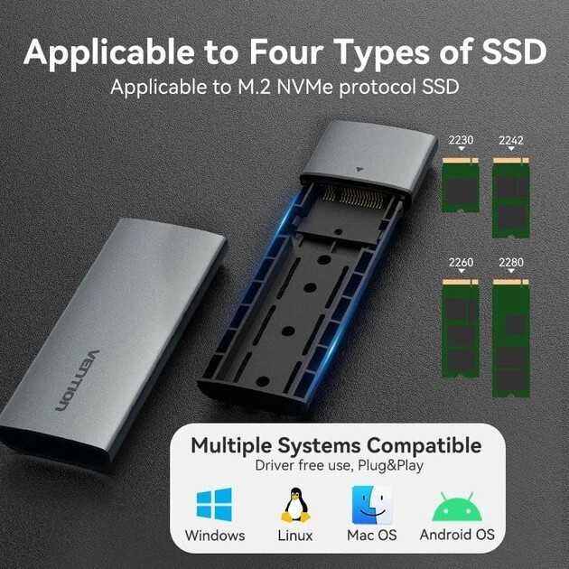 Зовнішня кишеня для SSD m2 NVME 10Gbps від VENTION