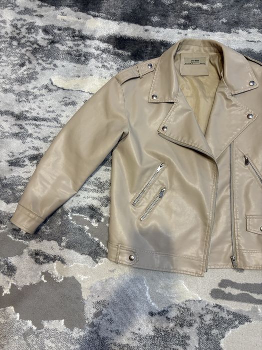 Шкіряна Куртка Шкірянка бежева