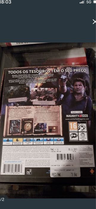 Caixa jogo Ps4 Uncharted 4 Edicao Limitada