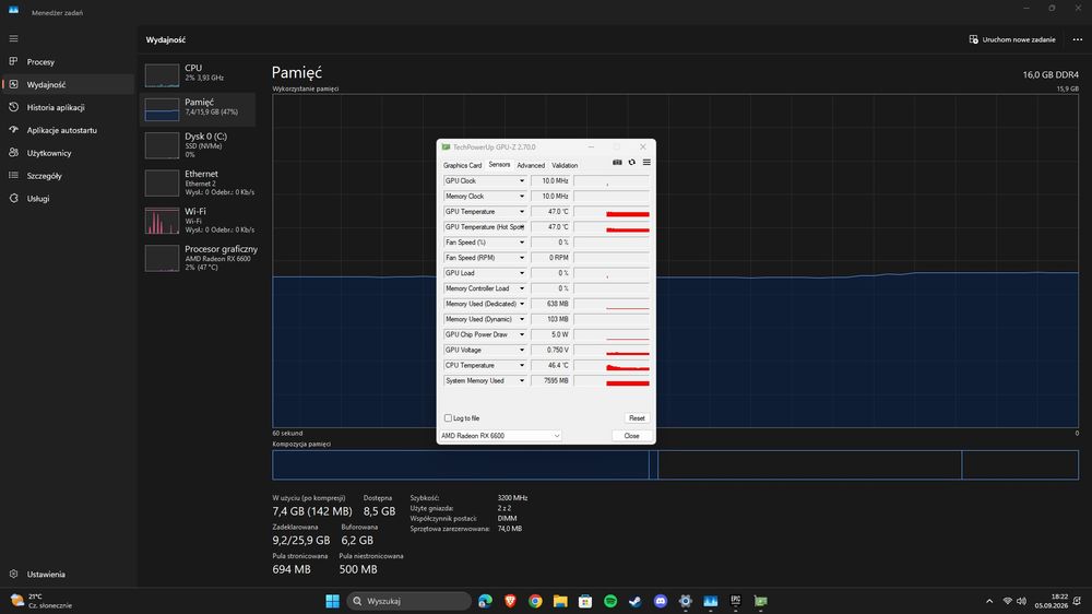 Komputer gamingowy Ryzen 5 3600 + RX 6600 8GB | 16GB RAM | 1TB SSD