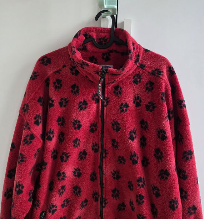 Jack Wolfskin vintage polar w łapki XXL czerwony rozpinany kurtka
