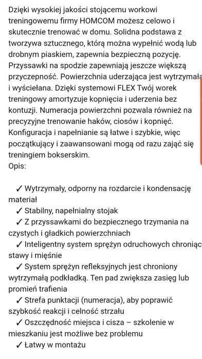 Worek treningowy Homcom