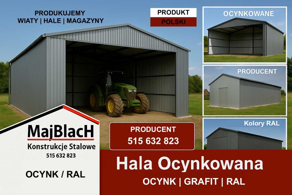 Wiata Otwarta Ocynkowana / Garaż Blaszany /HALA / Montaż - Maj-BlacH