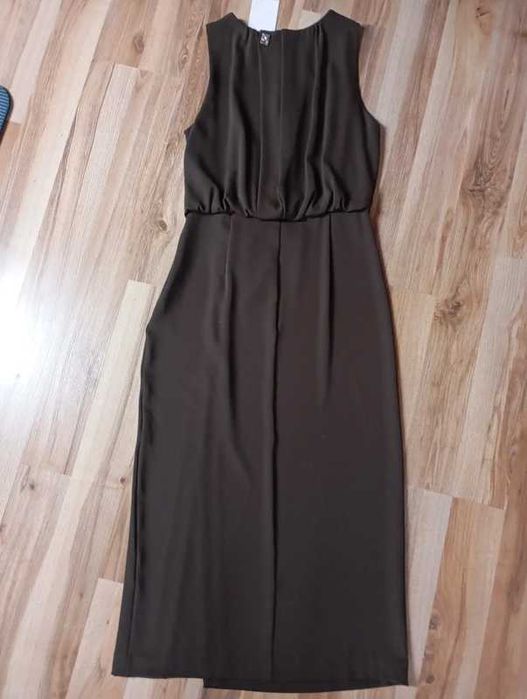 Sukienka długa Zara brązowa