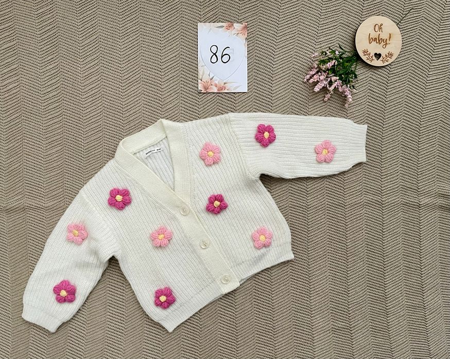 Wyprzedaż sweterek kardigan reserved kwiatki 3d 86