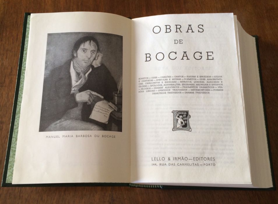 Livro com as Obras de Bocage