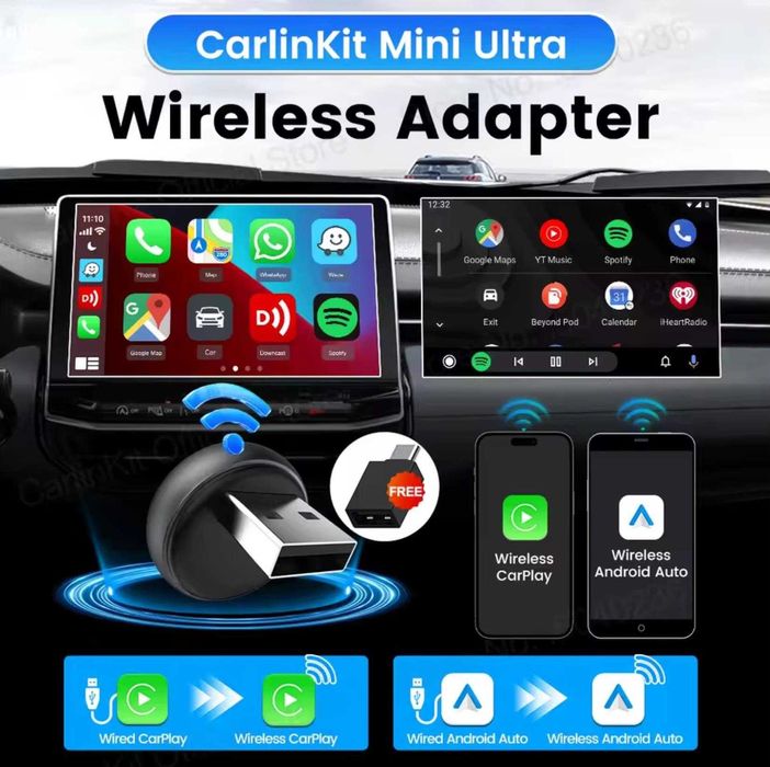 Carlinkit Mini Ultra 3 2AIR - Адаптер беспроводного CarPlay/Android